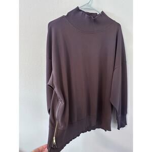 Stylus womens size large brown scuba trim side zip sweatshirt